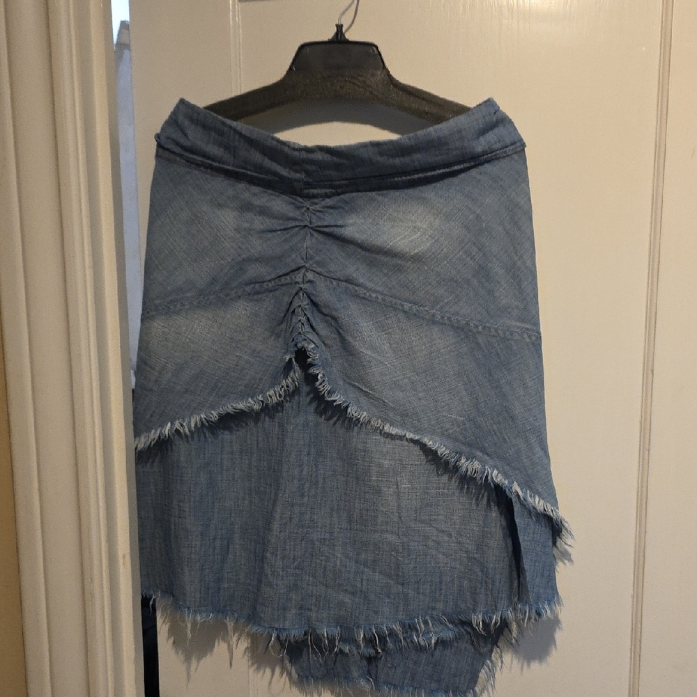 Chip & Pepper Blue Midi Wrap Skirt Asymmetrical